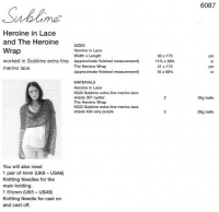 Knitting Pattern - Sublime 6087 - Extra Fine Merino Lace - Heroine Wrap